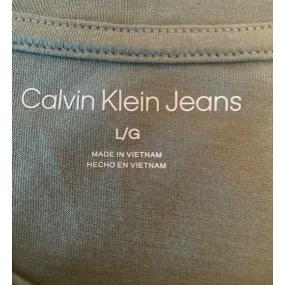 Calvin Klein Jeans Women's Sage Green Logo T-Shirt Large Performance Stretch - Picture 5 of 10